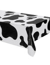 Nappe en plastique vache pour décoration de fête blanche à taches noires