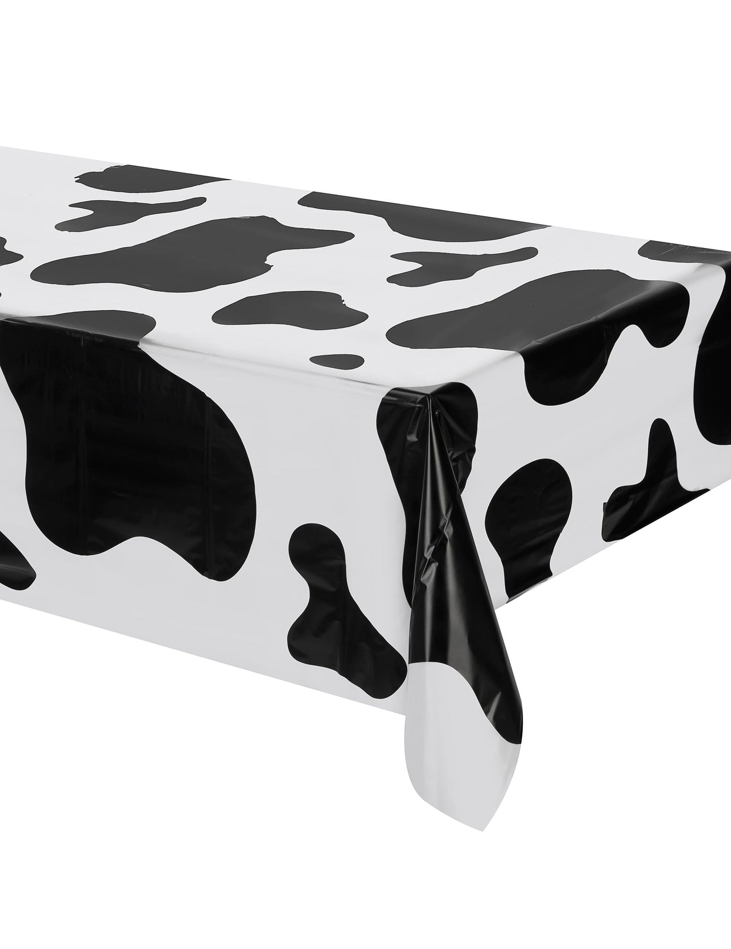 Nappe en plastique vache pour décoration de fête blanche à taches noires
