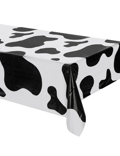 Nappe en plastique vache pour décoration de fête blanche à taches noires