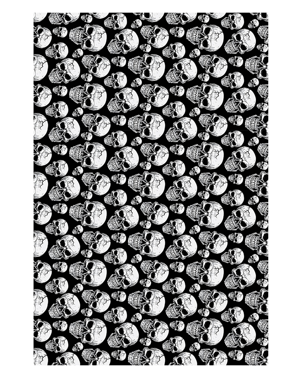 Nappe tête de mort noir et blanc avec motifs de crânes