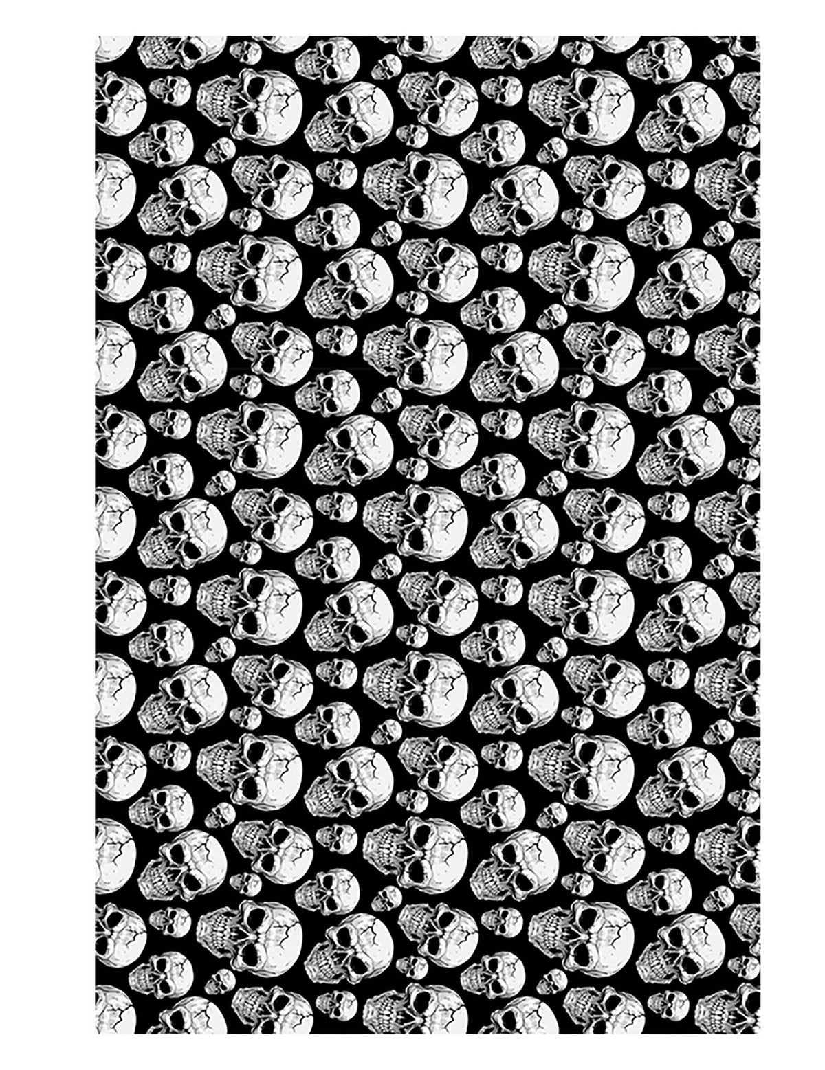Nappe tête de mort noir et blanc avec motifs de crânes