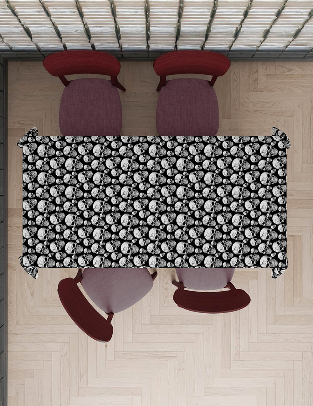 Vue de dessus de la nappe tête de mort