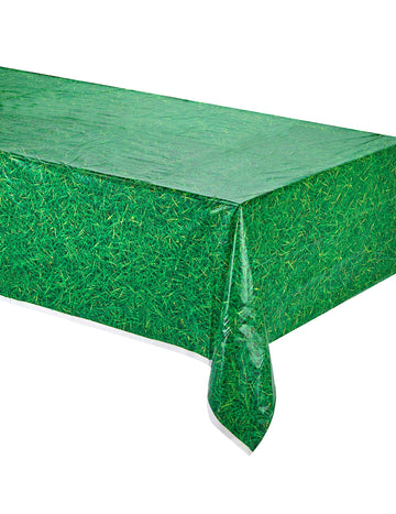 Zelený plastový ubrus s efektem trávy 137 x 274 cm