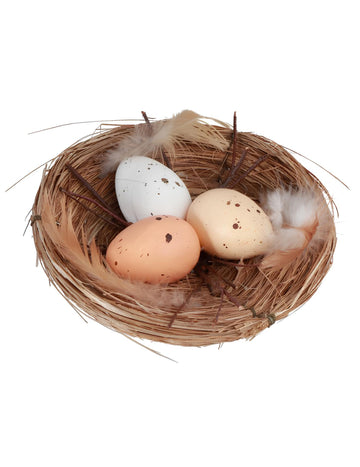Přírodní hnízdo se 3 vejci 12x4 cm
