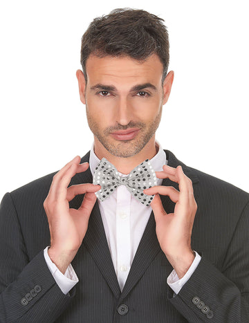 Stříbrný flitrovaný motýlek pro dospělé