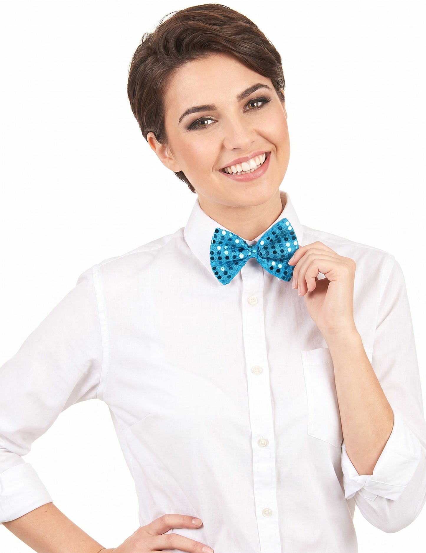 Noeud papillon bleu clair avec sequins adulte