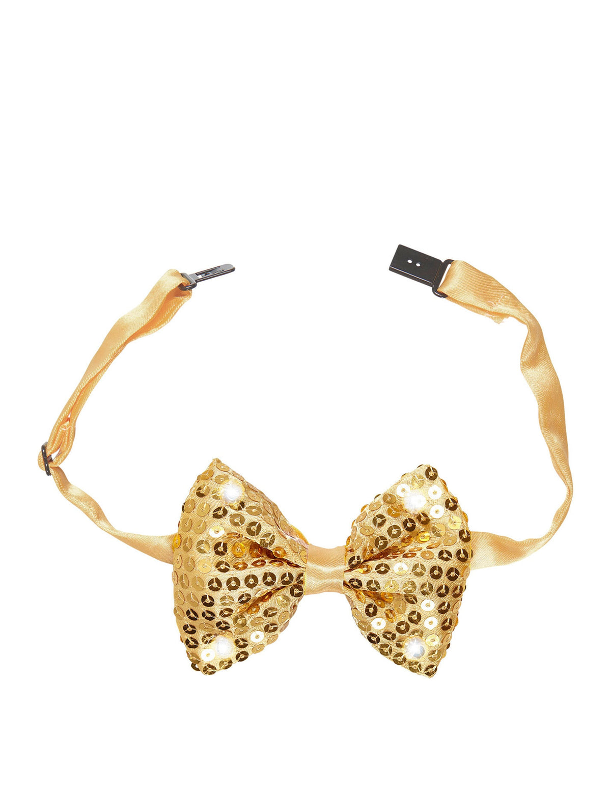Système d'attache du noeud papillon à sequins et LED clignotantes pour adulte