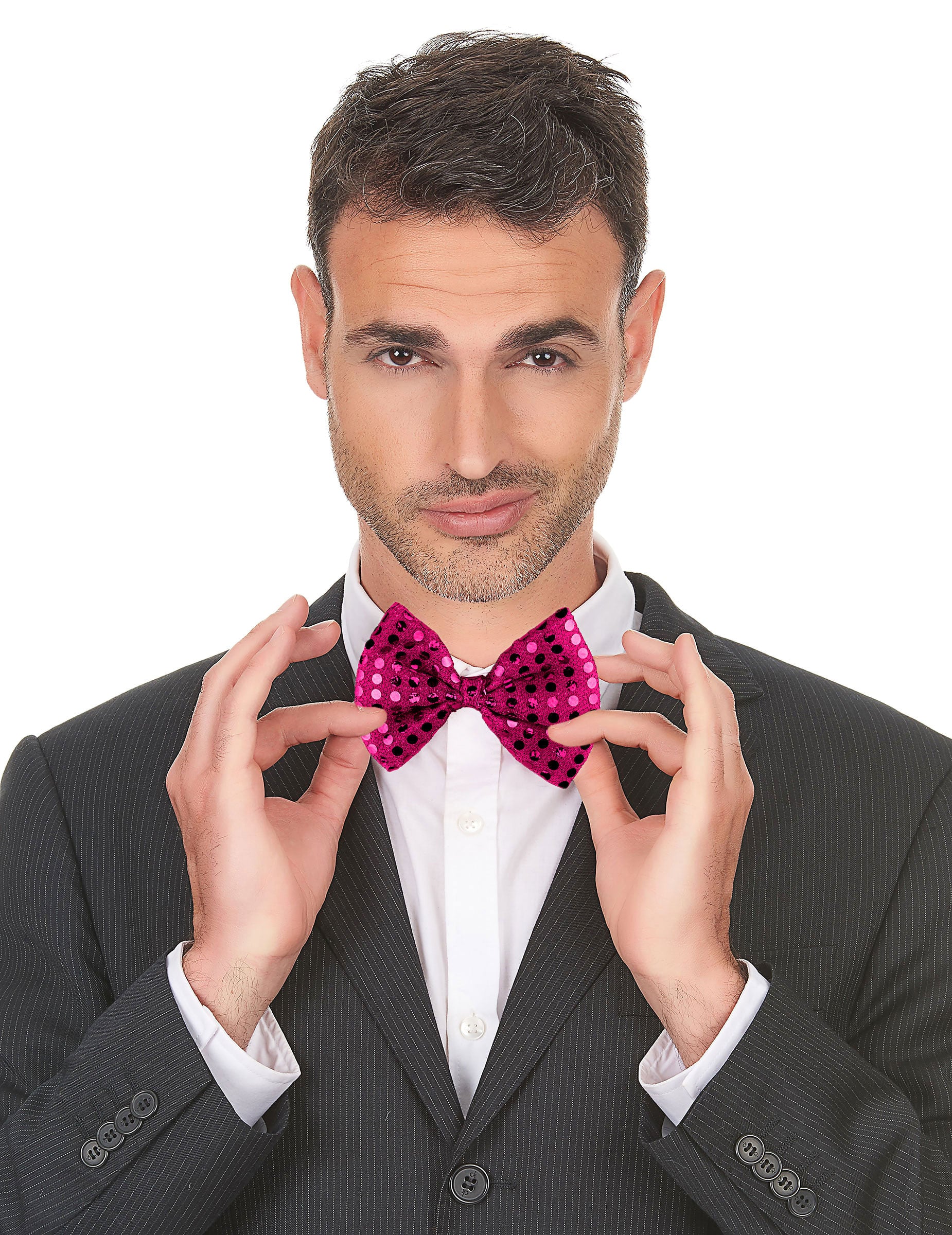 Noeud papillon avec sequins pour adulte fuschia