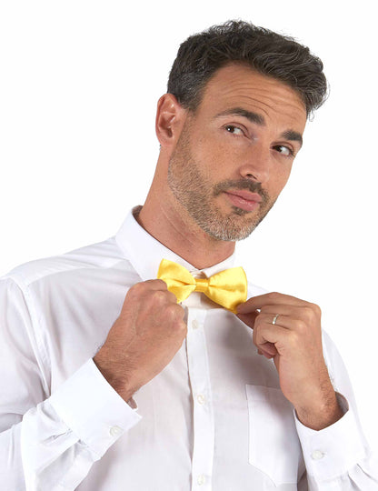 Noeud papillon pour adulte jaune satiné