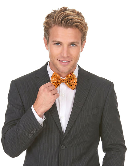Noeud papillon orange avec paillettes adulte