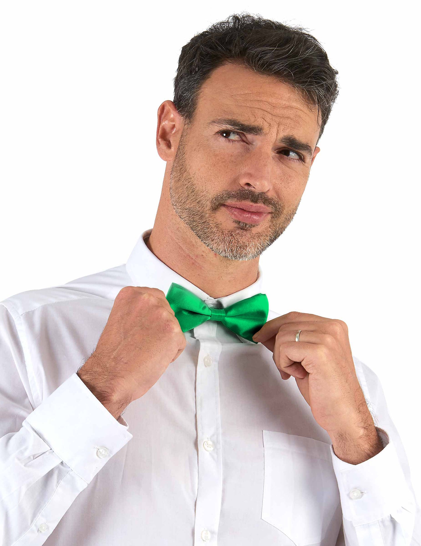 Noeud papillon pour adulte vert satiné