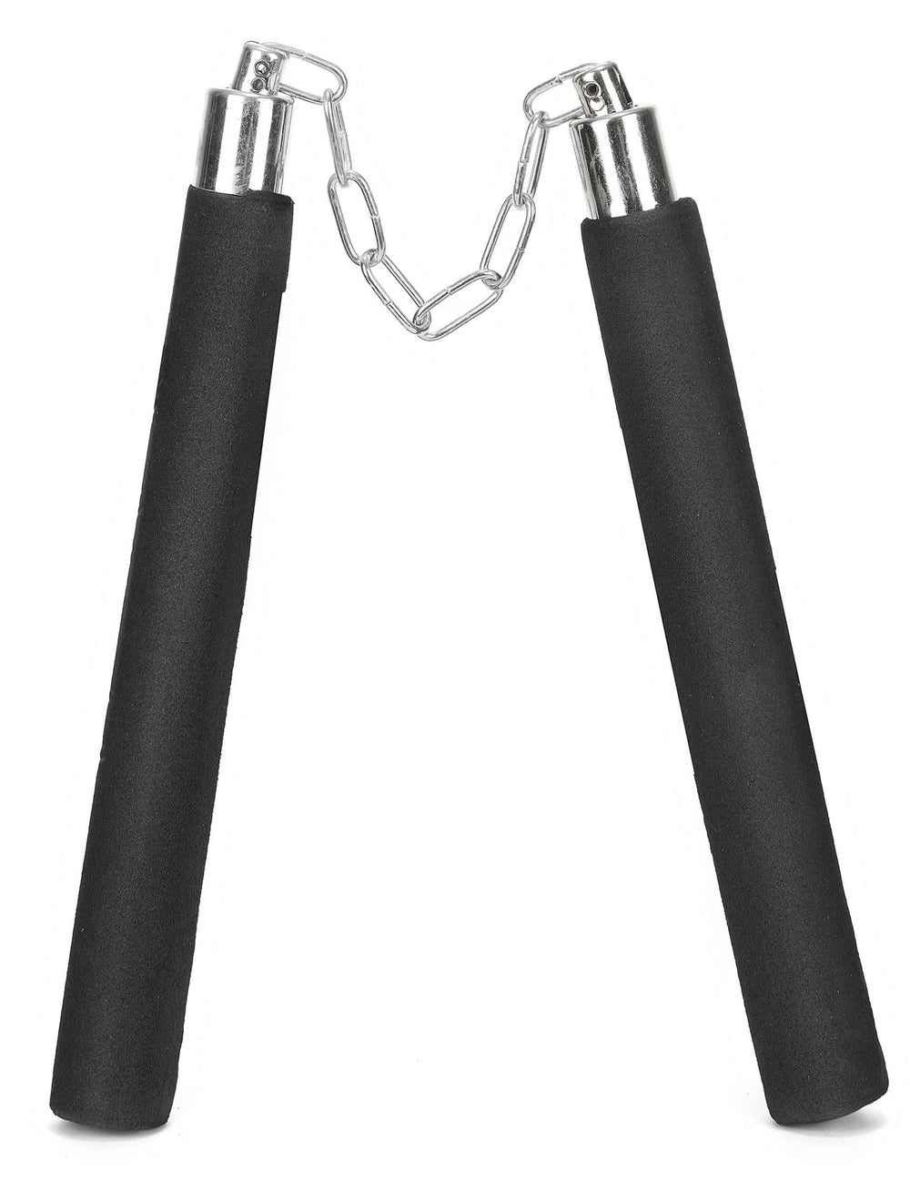 Nunchaku z černá pěny se stříbrným řetězem