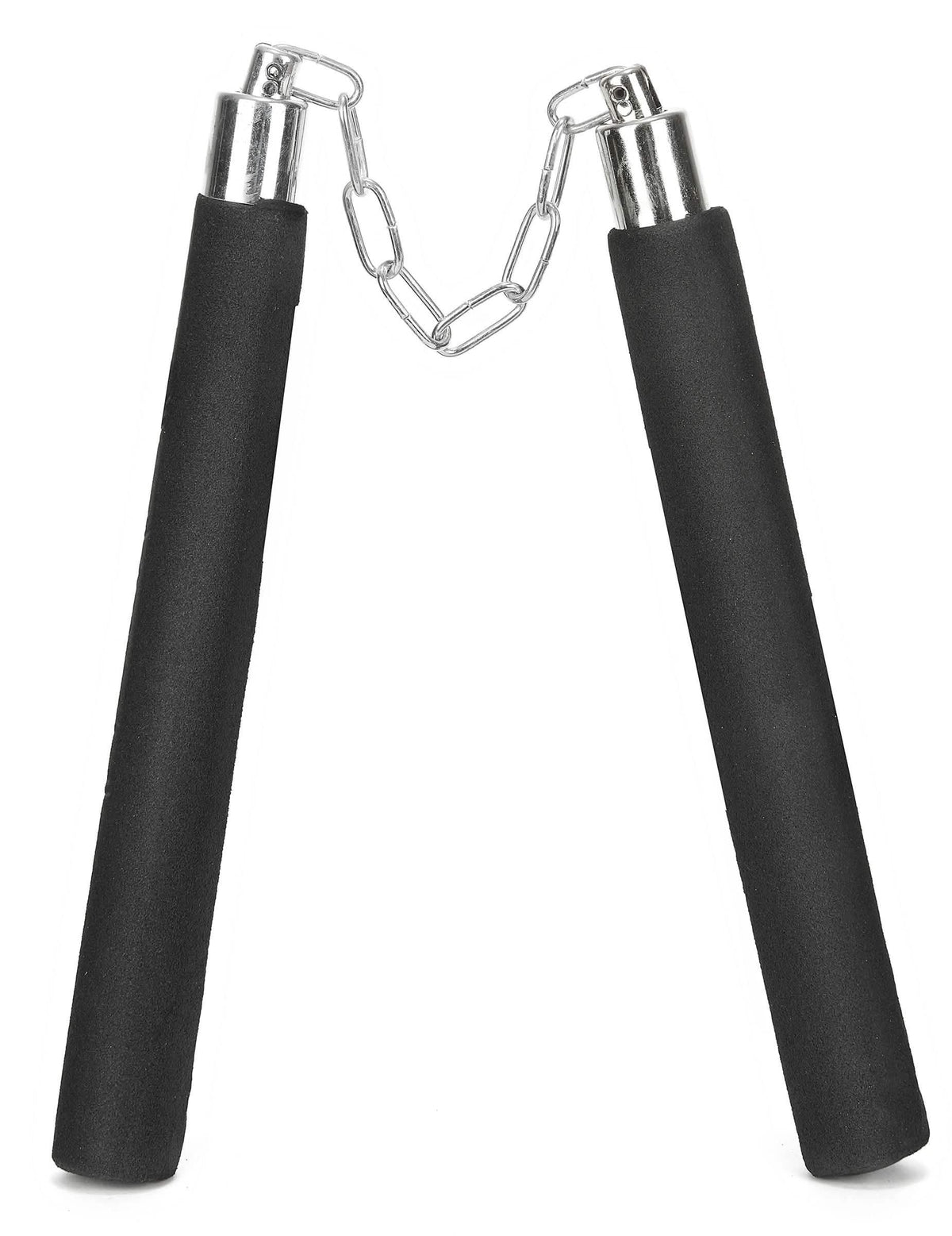 Nunchaku z černá pěny se stříbrným řetězem