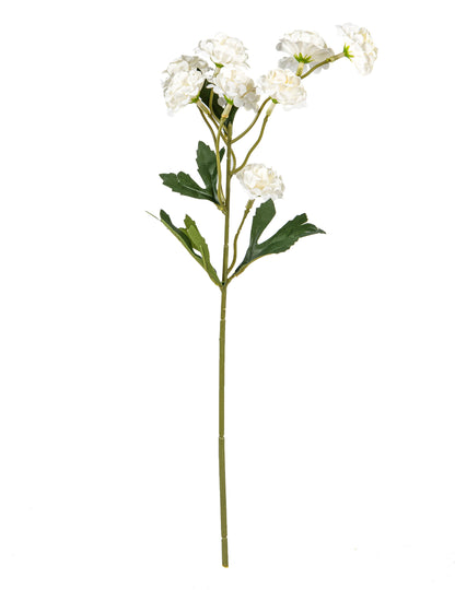 Bílé umělé karafiáty na stonku 42 cm pro kytici