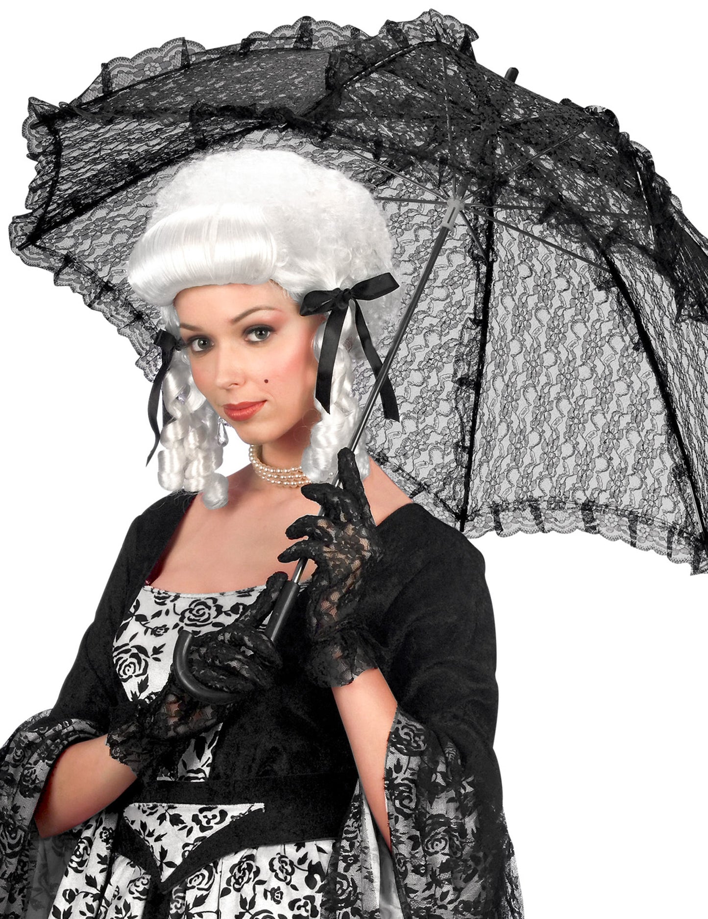 Černý krajkový deštník 83 cm