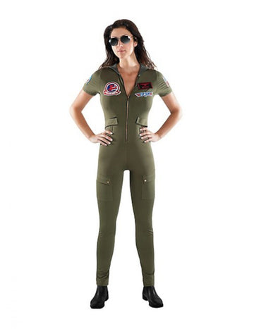 Top Gun™-Damenkostüm für Fasching Uniform grün