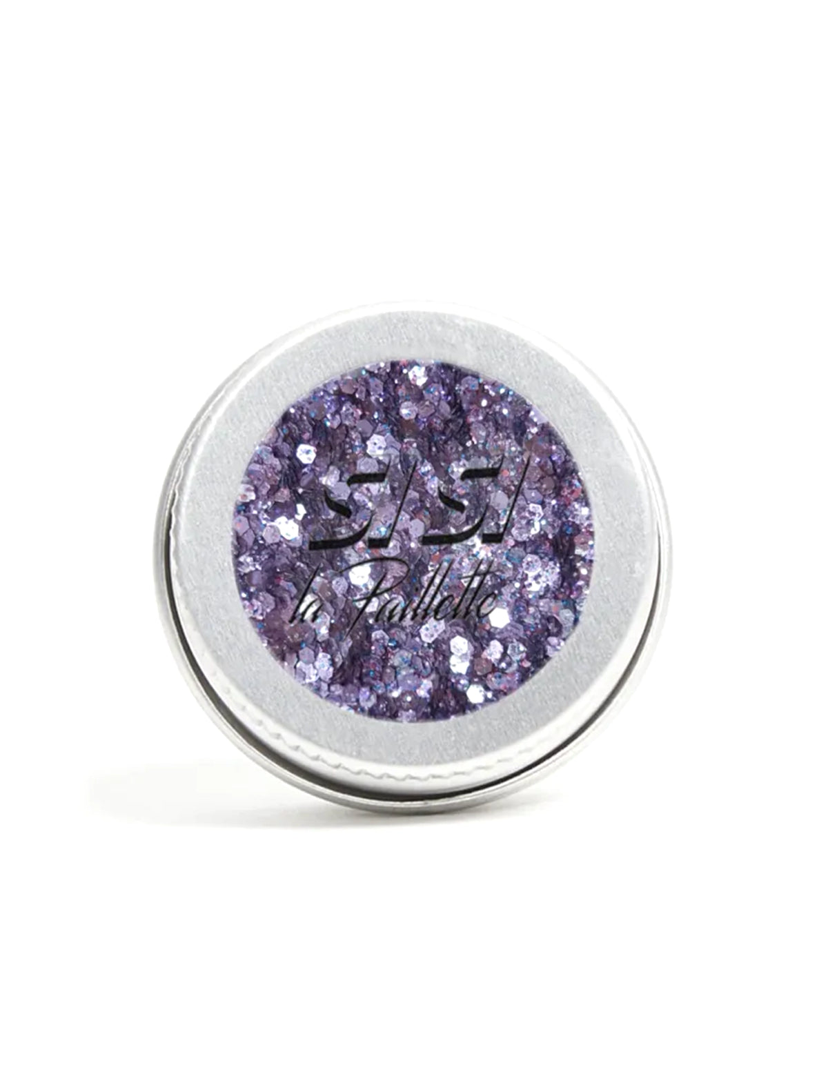 Vue du pot des paillettes biodégradables pluie violette