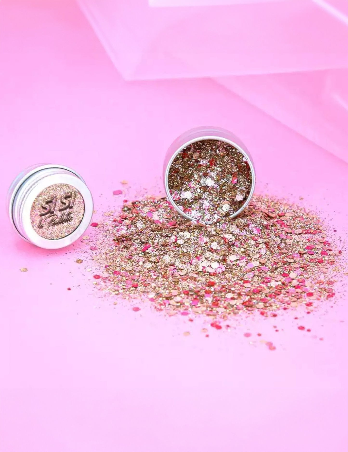 Make-Up Glitter rosegold-rot