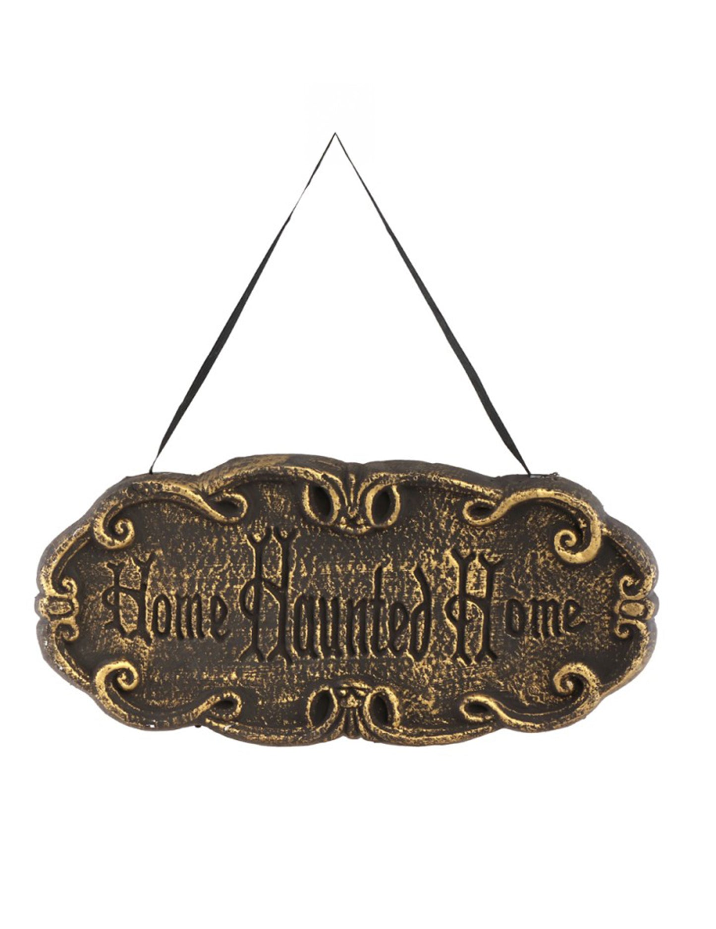 Pancarte maison hantée pour Halloween noir et bronze avec inscription Home Haunted Home