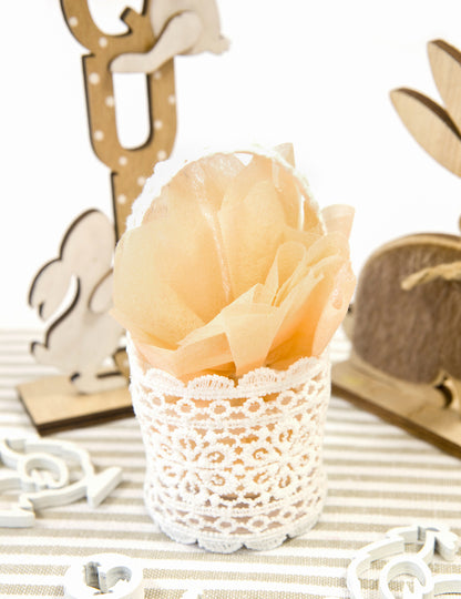 Košík z krajky slonové kosti 11 x 5 cm s rukojetí