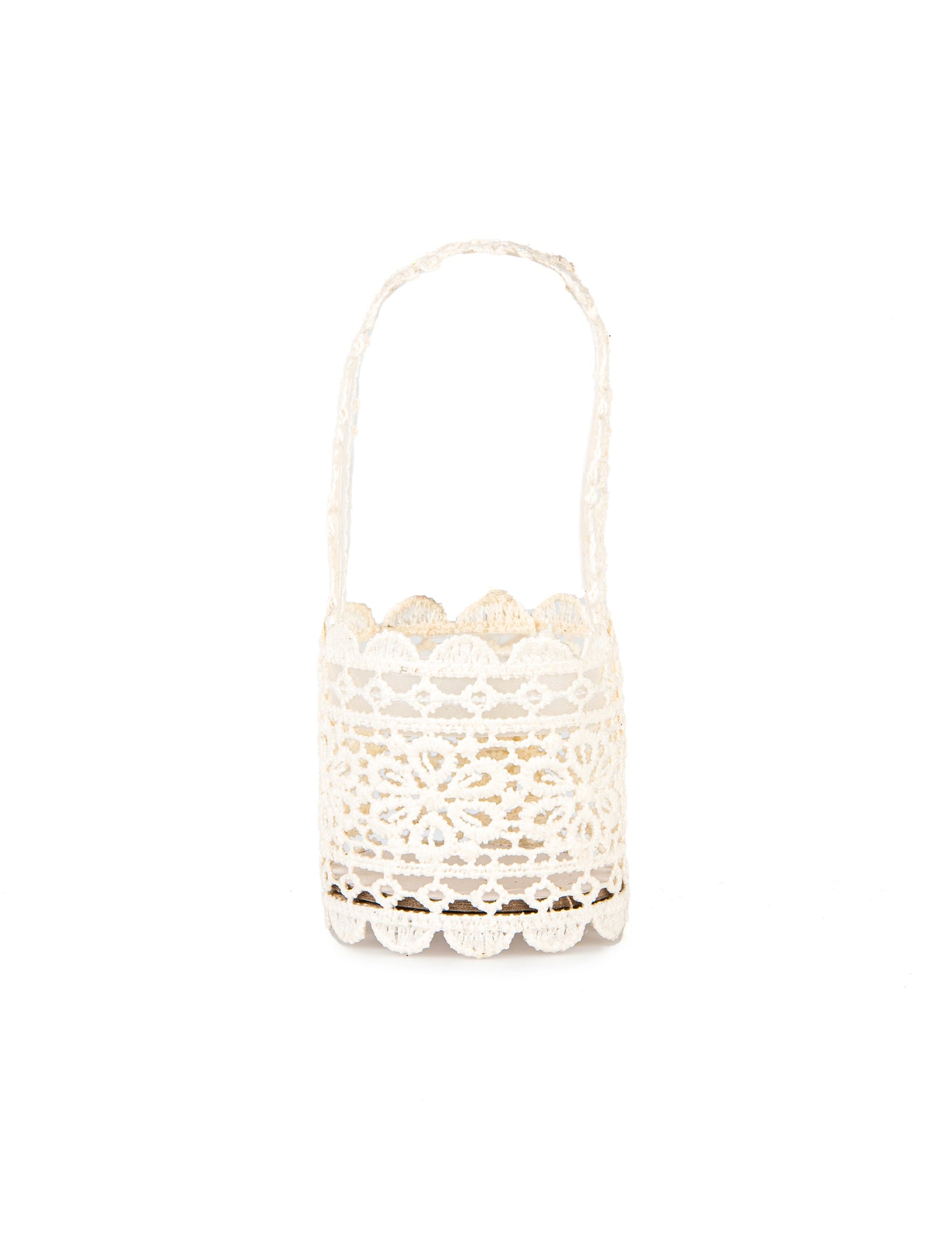 Košík z krajky slonové kosti 11 x 5 cm s rukojetí