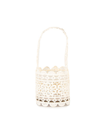 Košík z krajky slonové kosti 11 x 5 cm s rukojetí