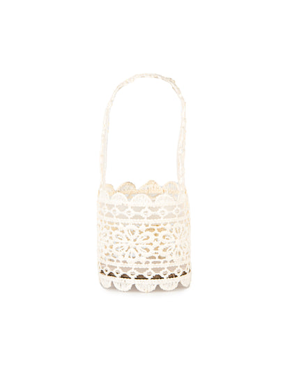 Košík z krajky slonové kosti 11 x 5 cm s rukojetí