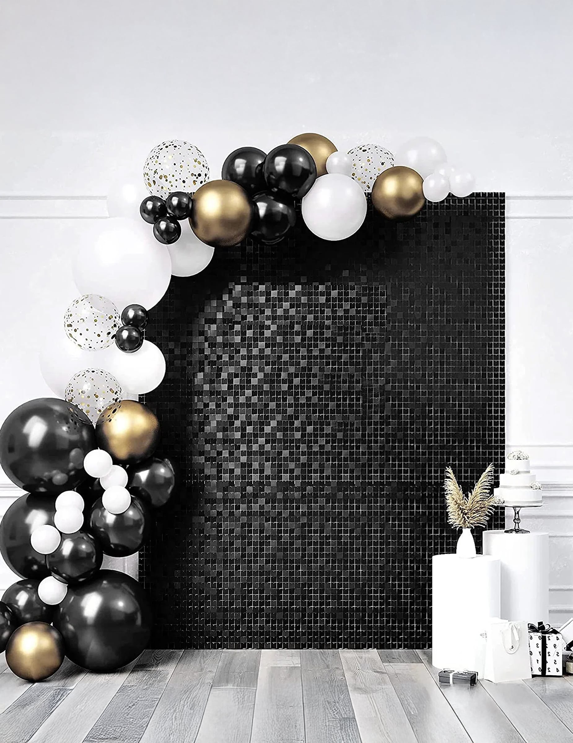 Panneau de fond noir brillant pour fête noir à sequins