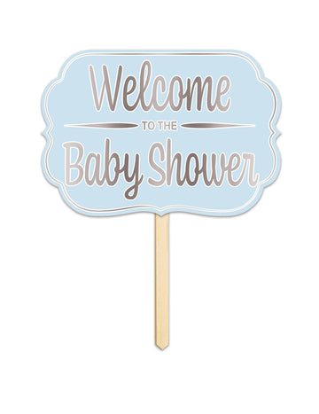 Vítejte v miminkovské modré kartonové ceduli s dřevěným stonkem