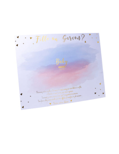 Herní panel pro dívky nebo chlapce s růžovými a modrými nálepkami 56 x 43 cm na párty pro odhalení pohlaví