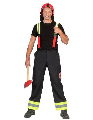 Pánské černé hasičské kalhoty s podvazky