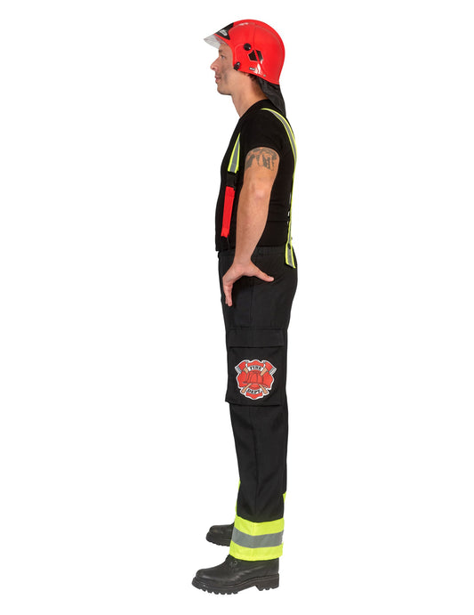 Pantalon de pompier noir avec bretelles homme