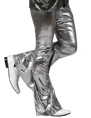 Pánské stříbrné holografické disko kalhoty