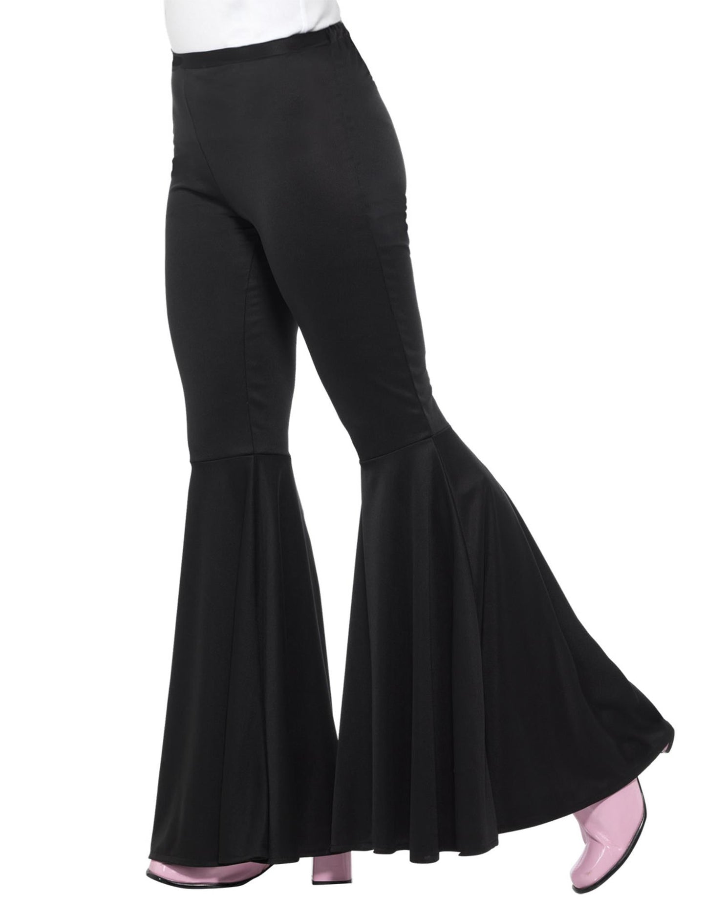 Dámské černé disko kalhoty s nohavicemi ve tvaru slona