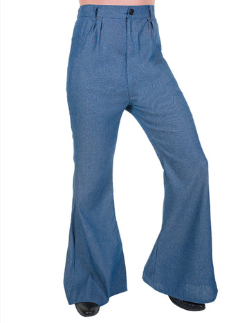 Pantalon disco pattes d'éléphant pour homme bleu couleur jeans