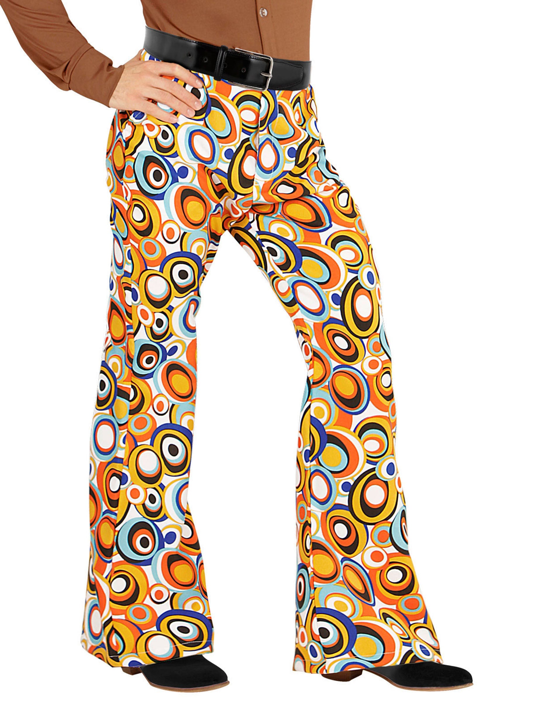 Pantalon groovy bubbles années 70 pour homme multicolore à motifs cercles