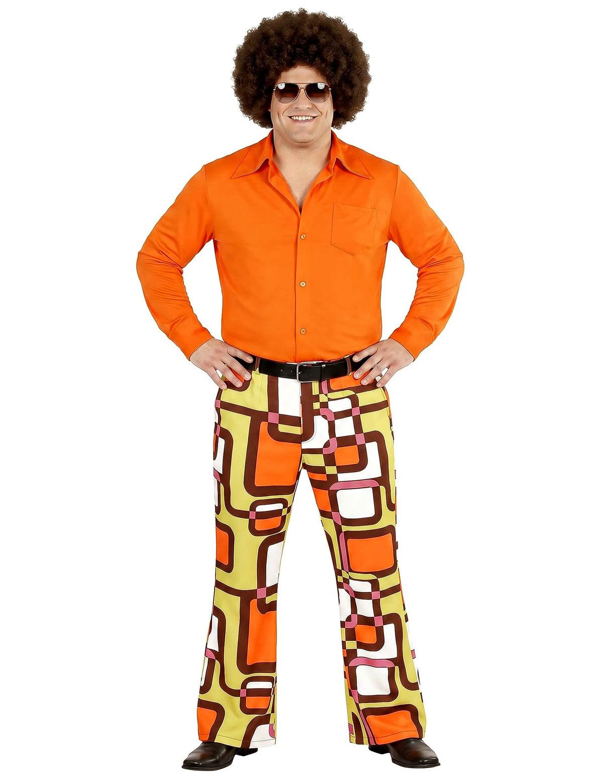 Pánské geometrické groovy kalhoty ve stylu 70. let