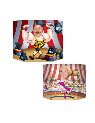 Circus couple head pass v oboustranném kartonu