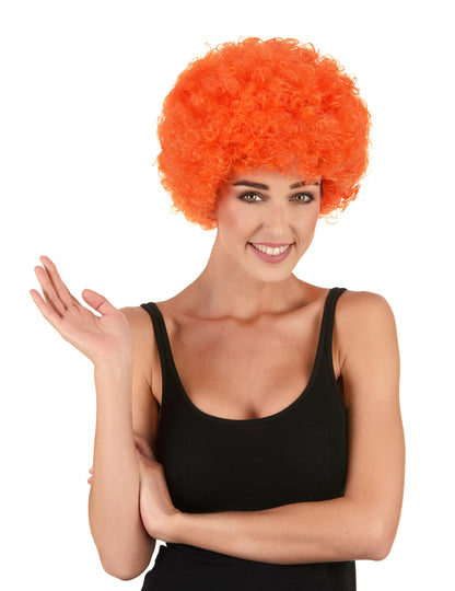 Perruque de clown pour adulte orange frisée