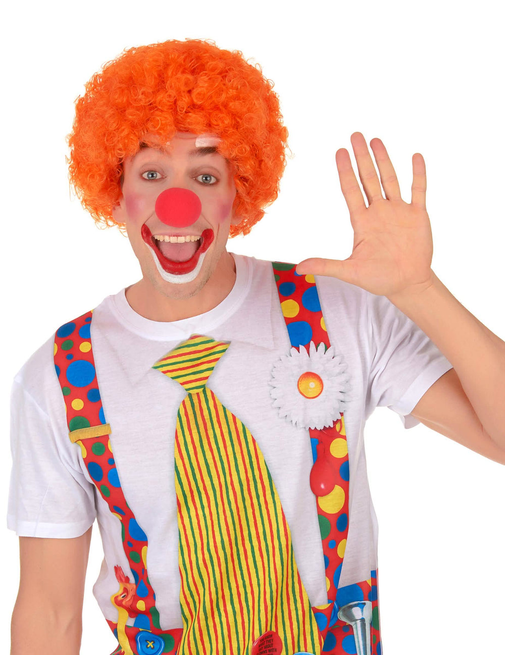Pohled zepředu na dospělý klaunský paruka