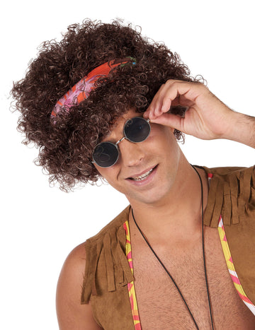 Hnědá paruka Afro Hippie - 130g