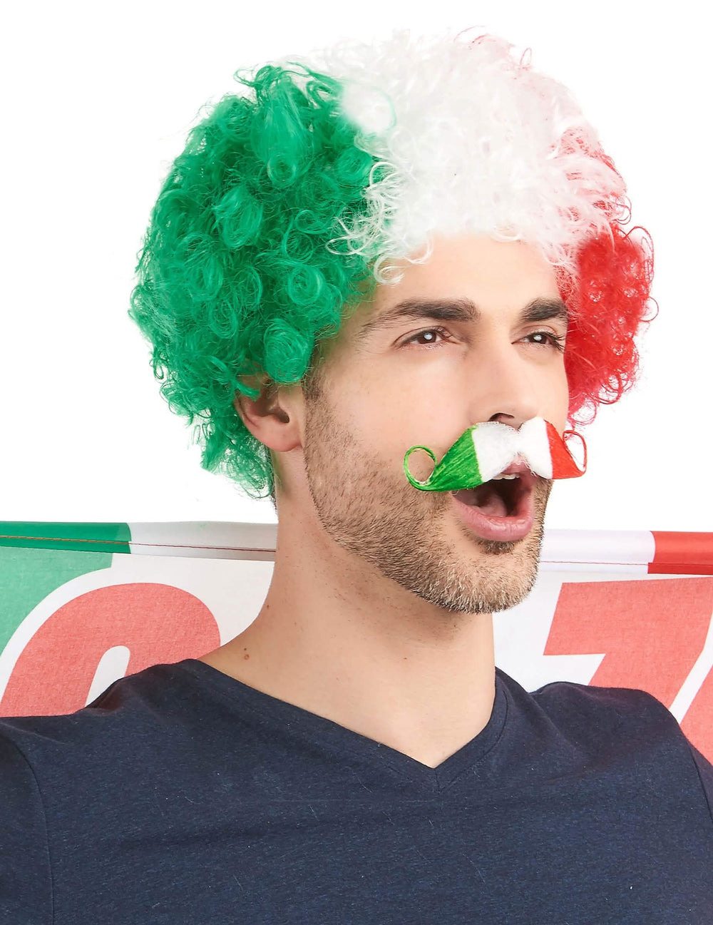 Afro paruka itálie pro dospělý zelená bílá červená