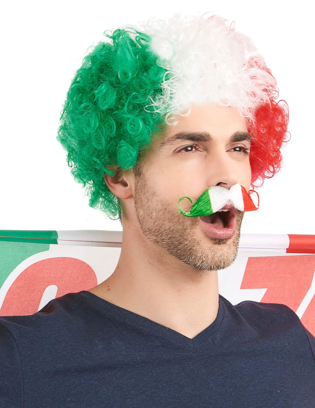 Afro paruka itálie pro dospělý zelená bílá červená
