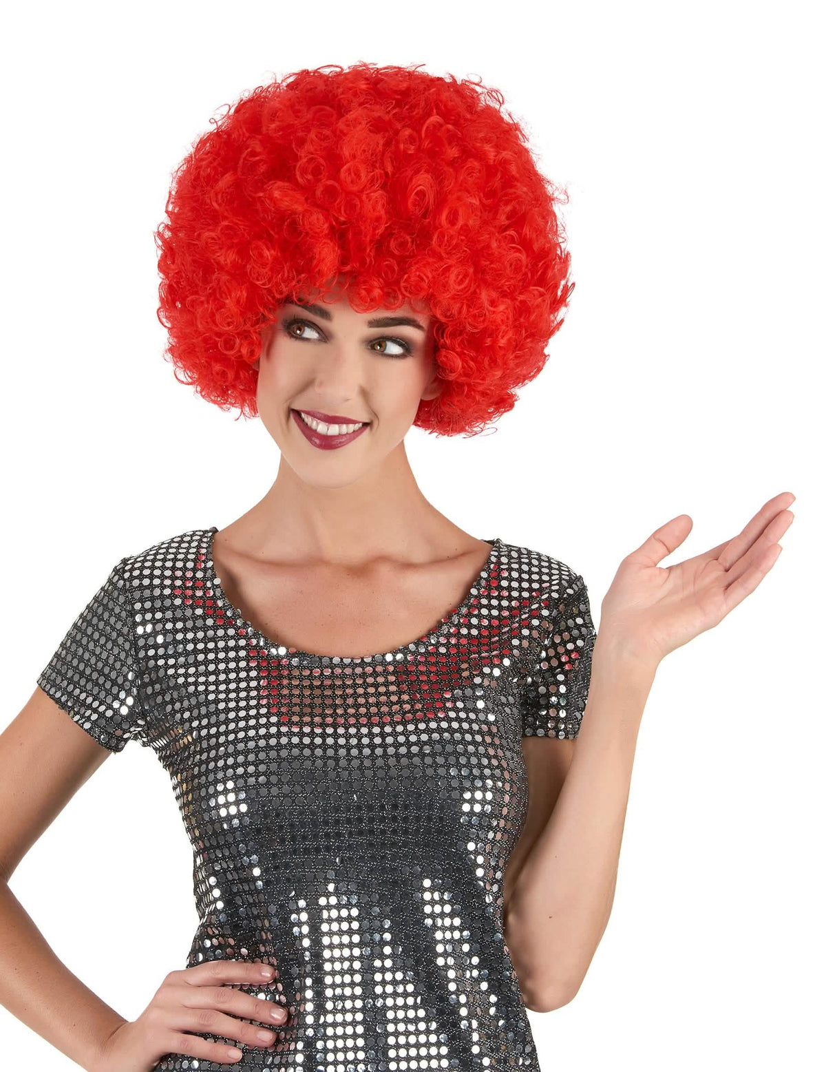 Gros plan sur la perruque de clown pour adulte