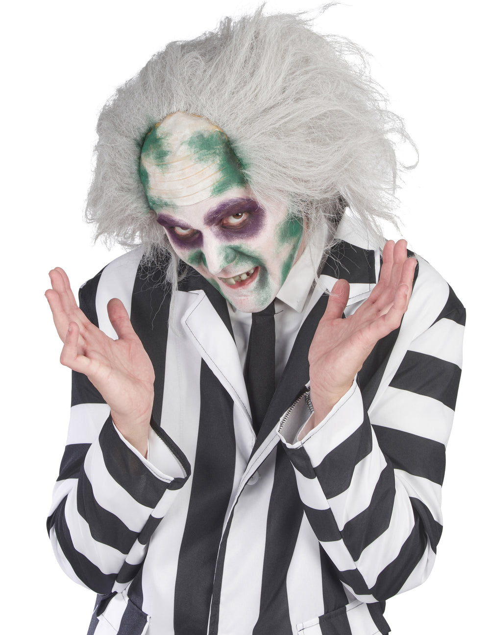 Perruque Beetlejuice™ pour adulte blanche et grise ébouriffée