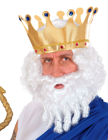 Perruque dieu de la mer pour homme blanche bouclée