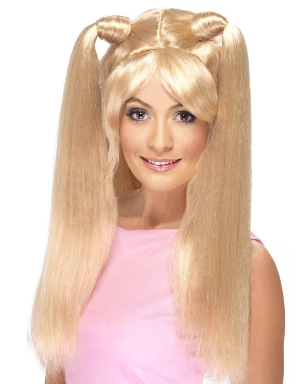 Paruka girls band pro ženu blond s copánky a drdoly