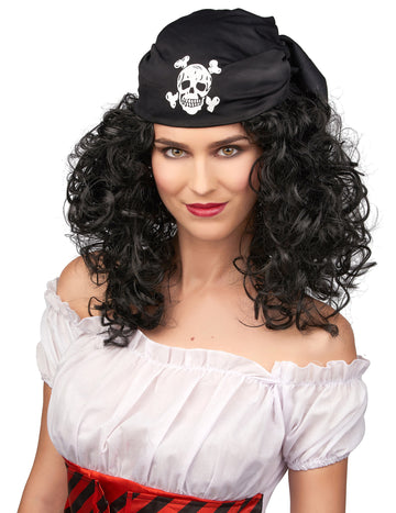 Černá pirátská paruka pro ženy