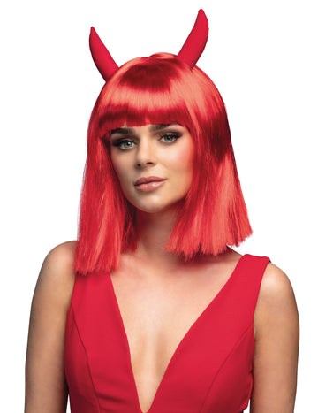 Paruka pro dospělé čtvercové postavy s ďábelskými rohy