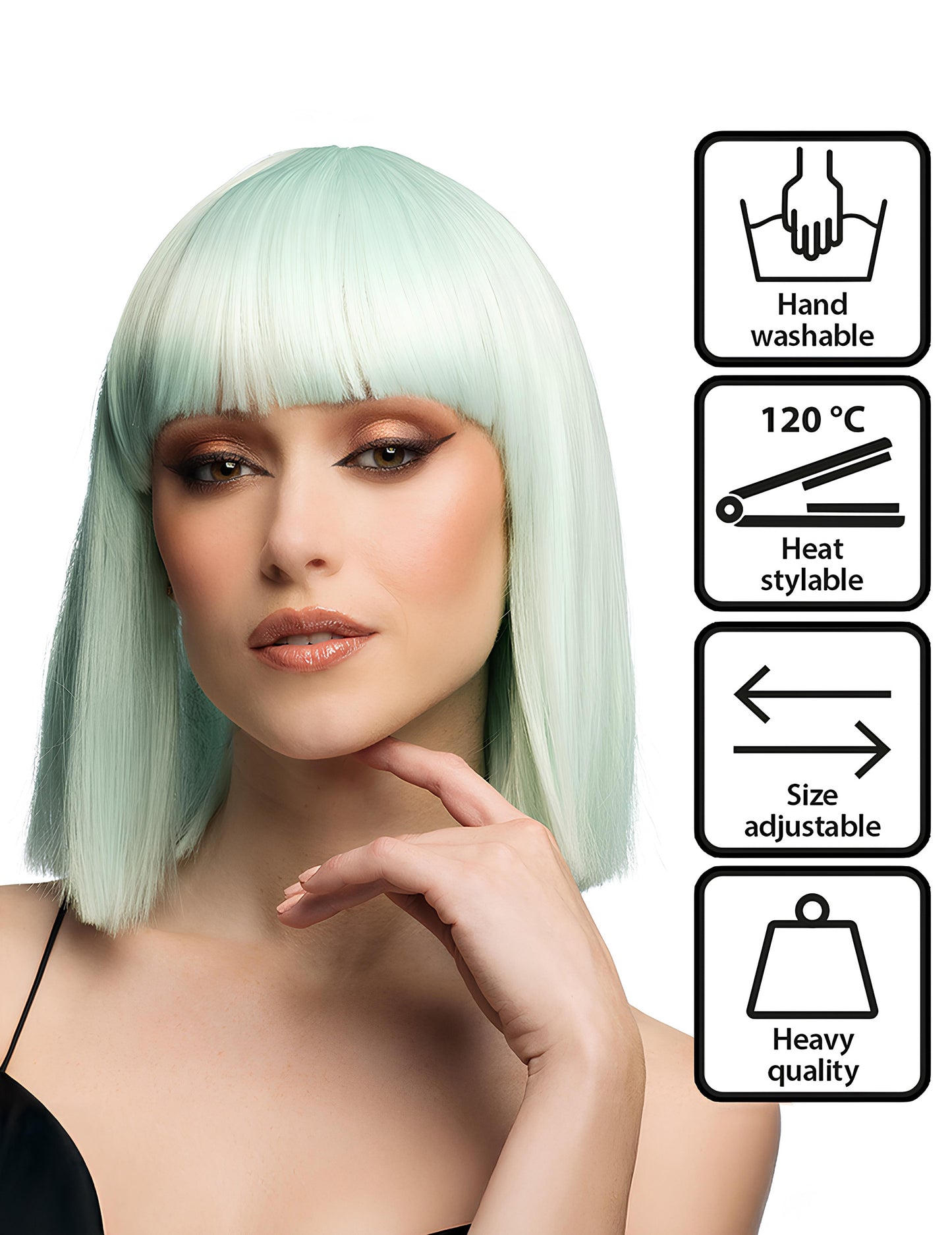 Luxusní pastelově mátová paruka carré pro dospělé 